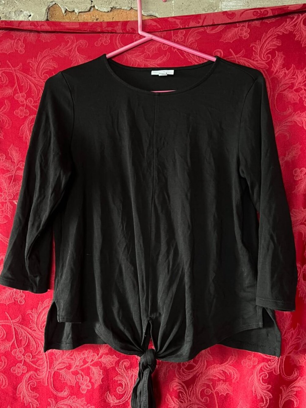 J.Jill Black Tie-Front Knit Top Blouse